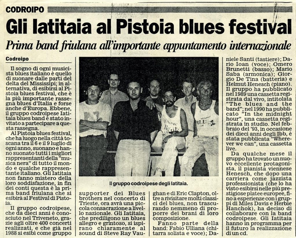 Iatitaia Blues Band - Messaggero Veneto - 02-07-1995 -Pistoia Blues Festival